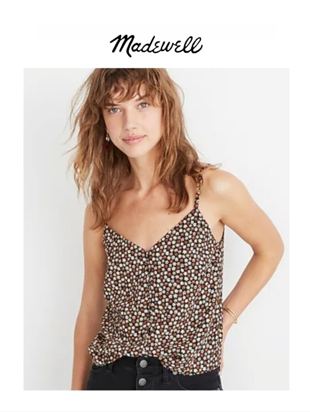 {Madewell} Button-Down Cami in Petite Blooms Calico true black Size 14